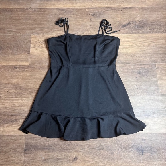 Express Black Ruffle Hem Strapless Dress - Picture 8 of 9